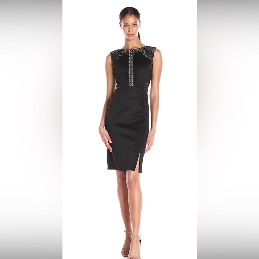 Ivanka Trump Elegant Black Midi Dress with Lace